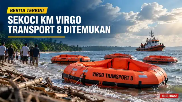 Ilustrasi warga menemukan sekoci KM Virgo Transport 8 di perairan Seruyan, Kalimantan Tengah