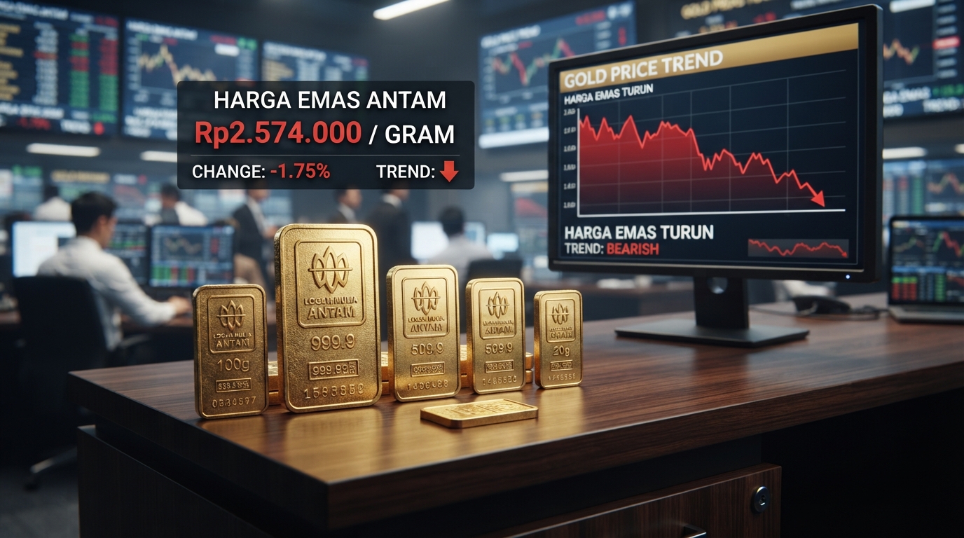 Harga Emas Antam Hari Ini Makin Turun